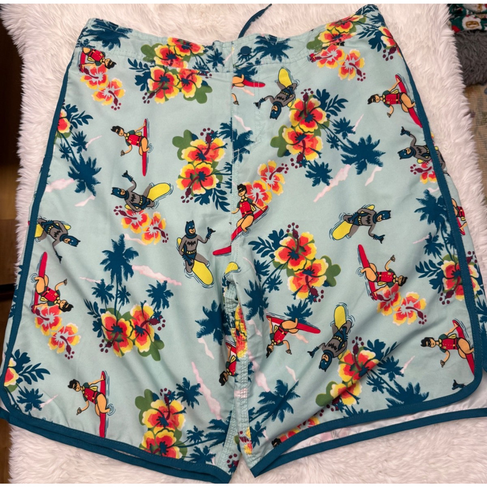 DC Comics Batman & Robin Men’s Board Shorts Swim Trunks Sz. 2XL, 3116